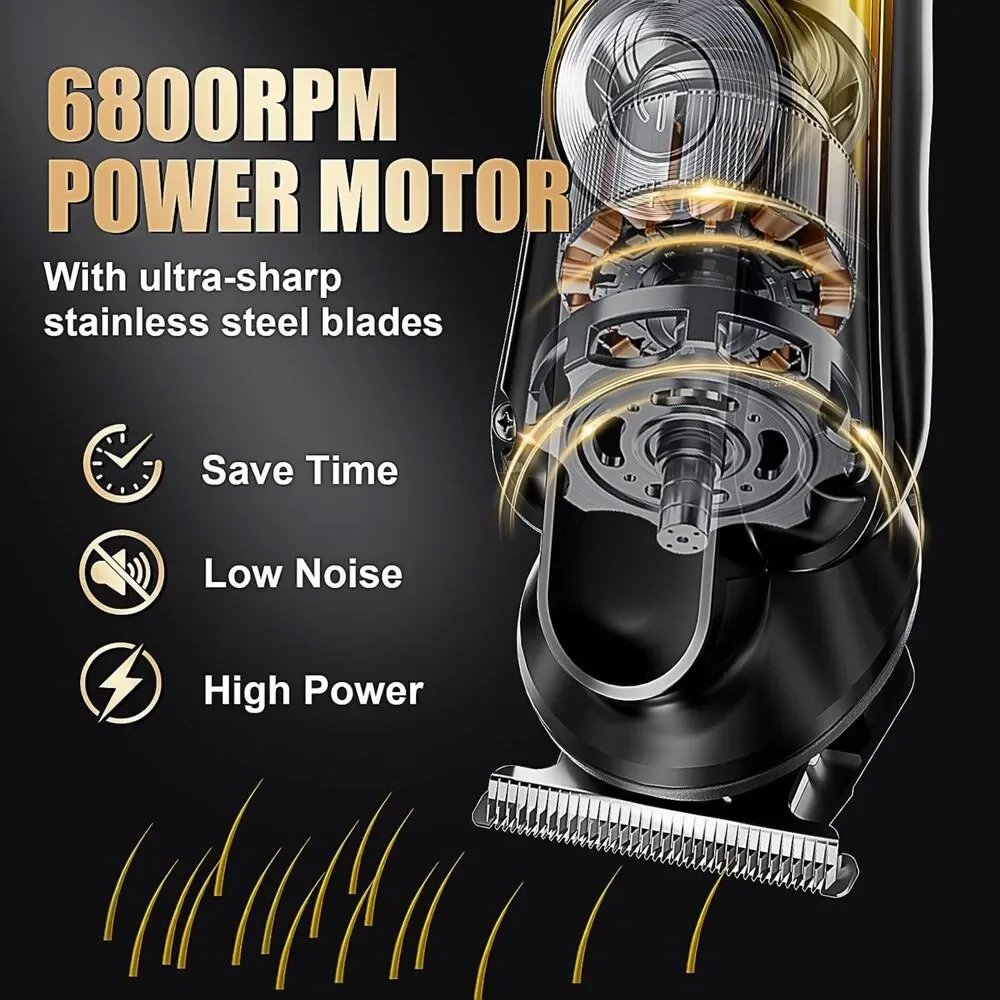 6-in-1 Men's Hair Clipper Beard Trimmer Waterproof Cordless Grooming Kit